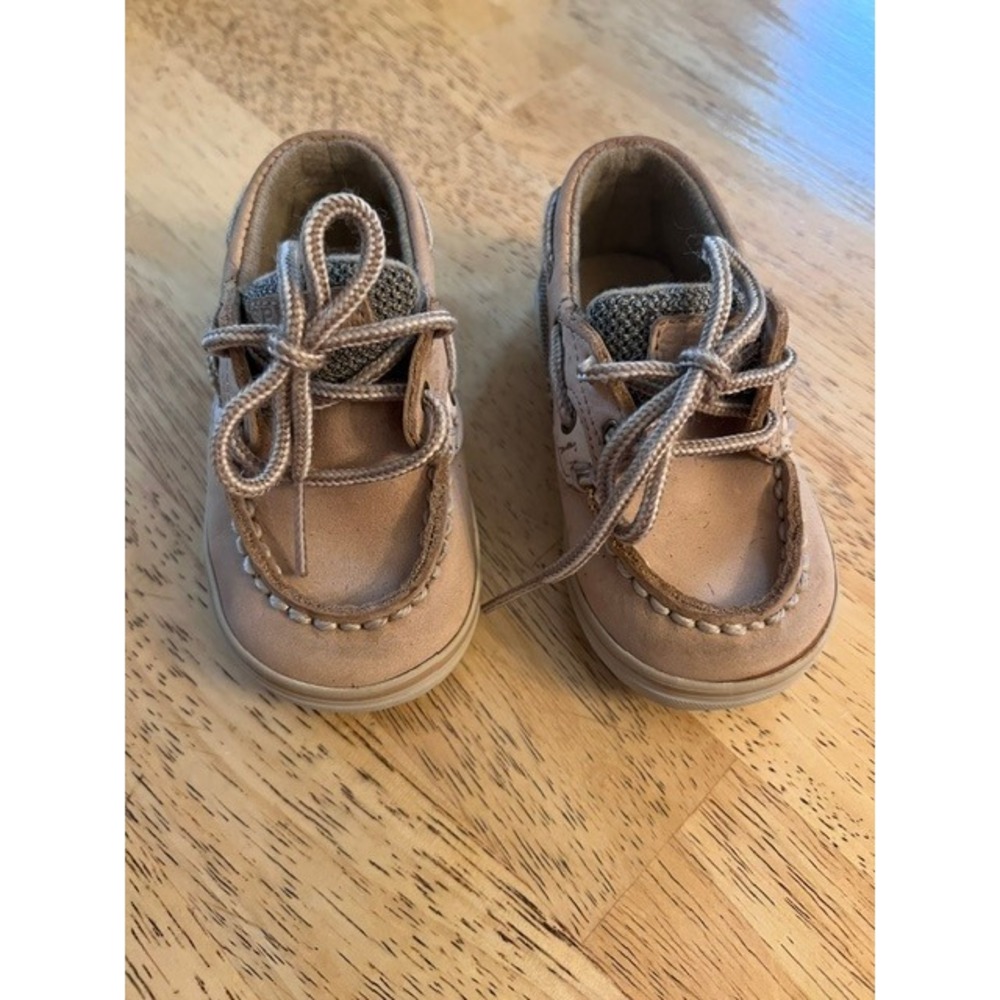 Sperry Bluefish Boat Shoes Kids 4M Tan Good Leather Prewalker PG23579